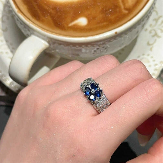 6Ct Blue Sapphire Heart Cut Ring