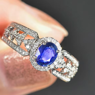 6Ct Blue Sapphire Oval Cut Ring