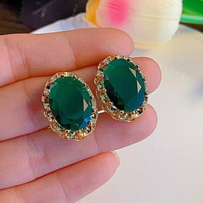 12Ct Green Sapphire Oval Cut Stud Earrings