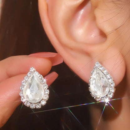 12Ct White Sapphire Pear  Cut Stud Earrings