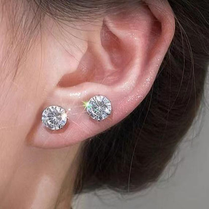 White Sapphire Round Cut Stud Earrings