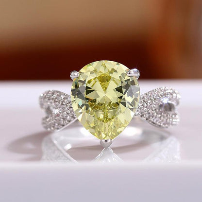 5Ct Yellow Sapphire Pear Cut Engaement Ring