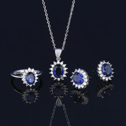 Blue Sapphire Jewelry Oval Cut Set