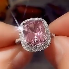 12Ct Pink Sapphire Cushion Cut Ring