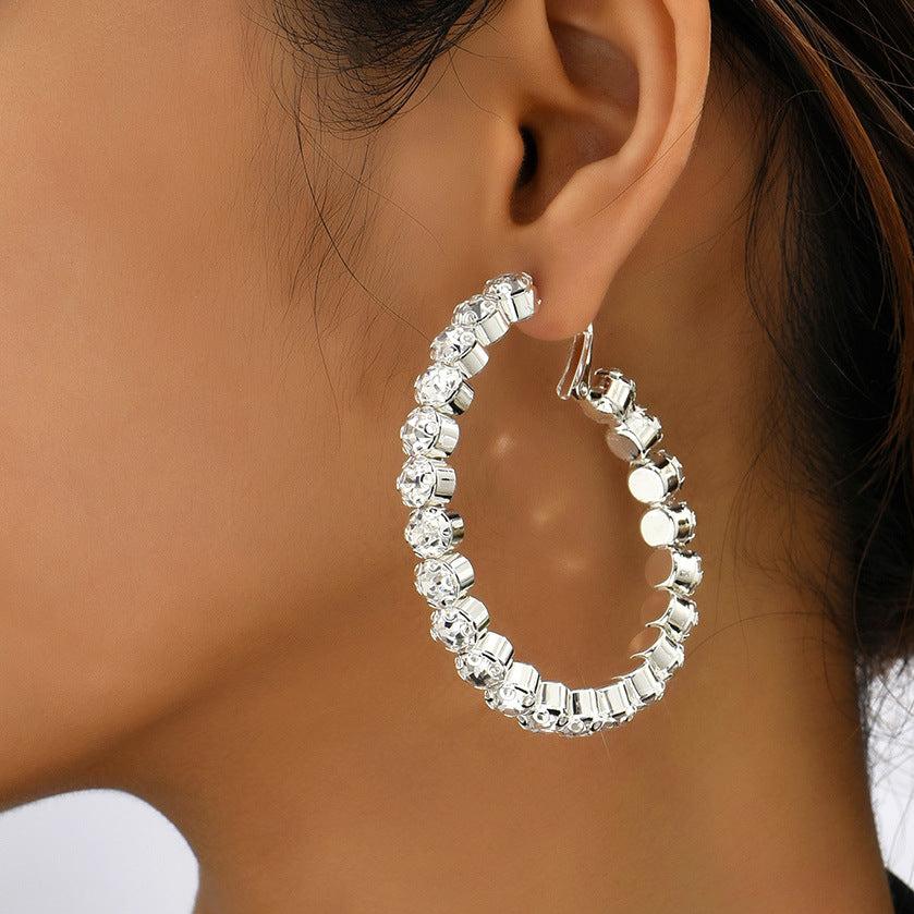 10Ct White Sapphire Oval Cut Hoop Earrings