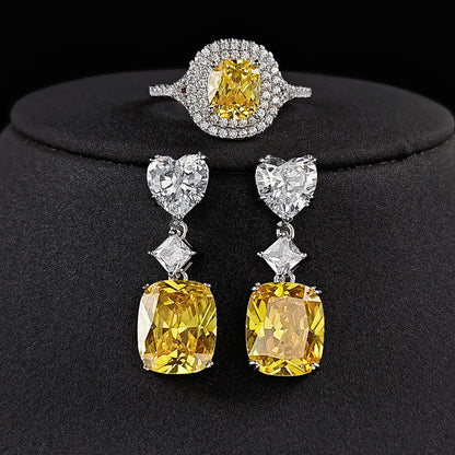 Yellow Sapphire Cushion Cut Jewelry Set