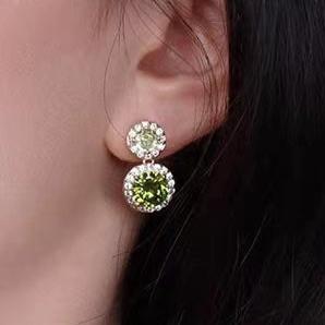 12Ct Green Sapphire Round Cut Drop Earrings