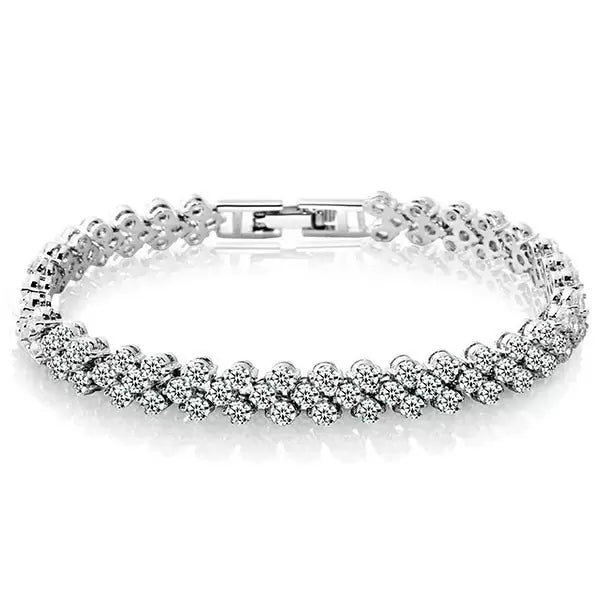 14Ct White Sapphire Round Cut Bracelet