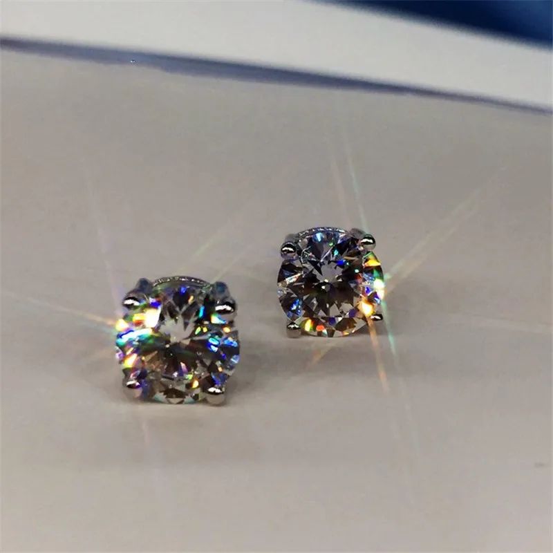 6Ct White Sapphire Round Cut Stud Earrings