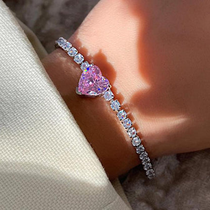 16Ct Pink Sapphire Heart Cut Bracelet