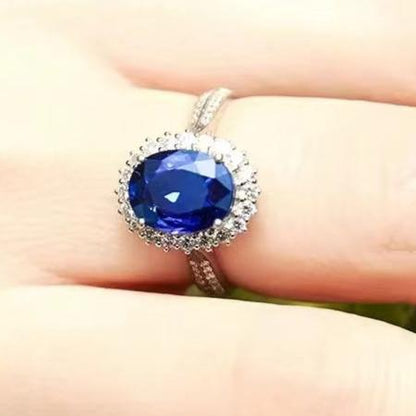 10Ct Blue Sapphire Oval Cut Engagement Rings