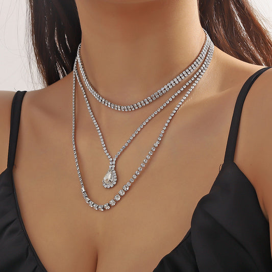 14Ct White Sapphire Pear Cut Necklace