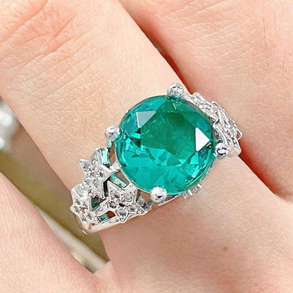 10Ct Green Sapphire Round Cut Ring