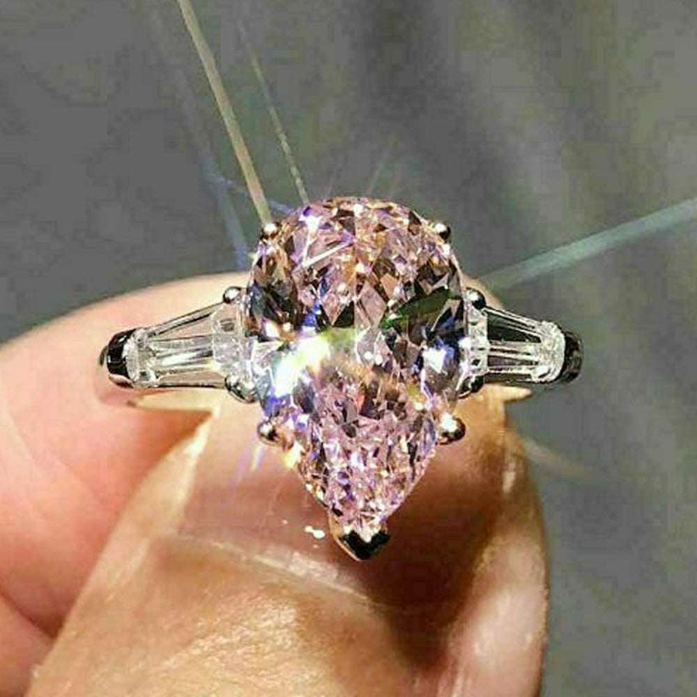 10Ct Pink Sapphire Pear Cut  Ring