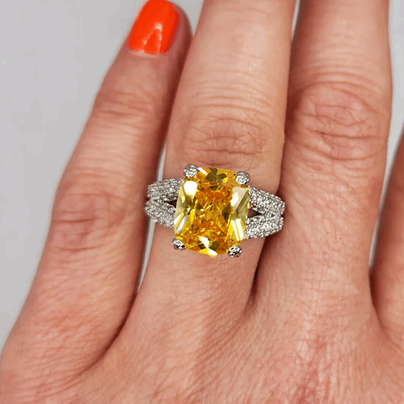 12Ct Yellow Sapphire Baguette Cut Ring