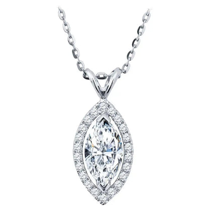 12Ct White Sapphire Marquise Cut Necklace