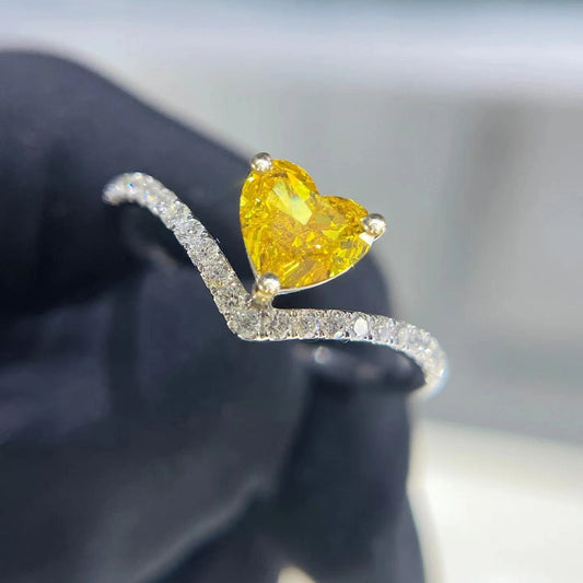 3Ct Yellow Sapphire Heart Cut Engaement Ring