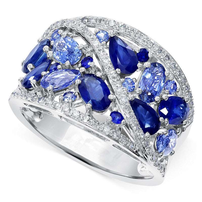 10Ct Blue Sapphire Pear Cut Ring