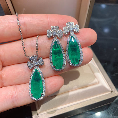 Green Sapphire Pear Cut Jewelry Set