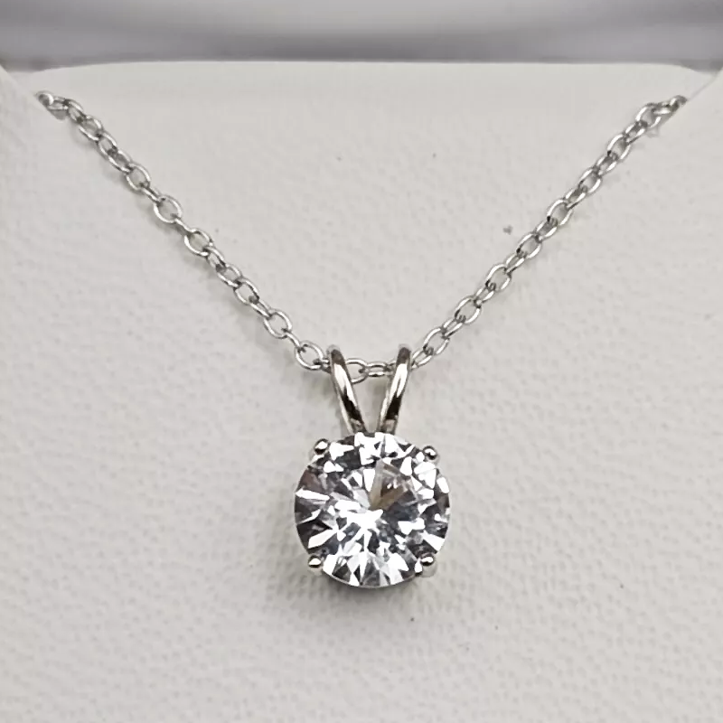 7Ct White Sapphire Round Cut Necklace