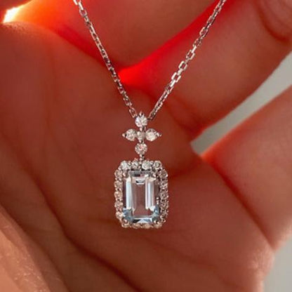 6Ct White Sapphire Baguette Cut Necklace