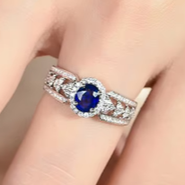 6Ct Blue Sapphire Oval Cut Ring