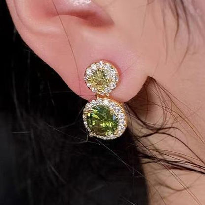 12Ct Green Sapphire Round Cut Drop Earrings