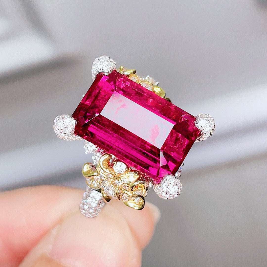 10Ct Red Sapphire Baguette Cut Ring