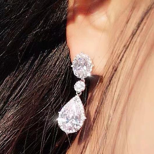 20Ct White Sapphire Pear Cut Drop Earrings