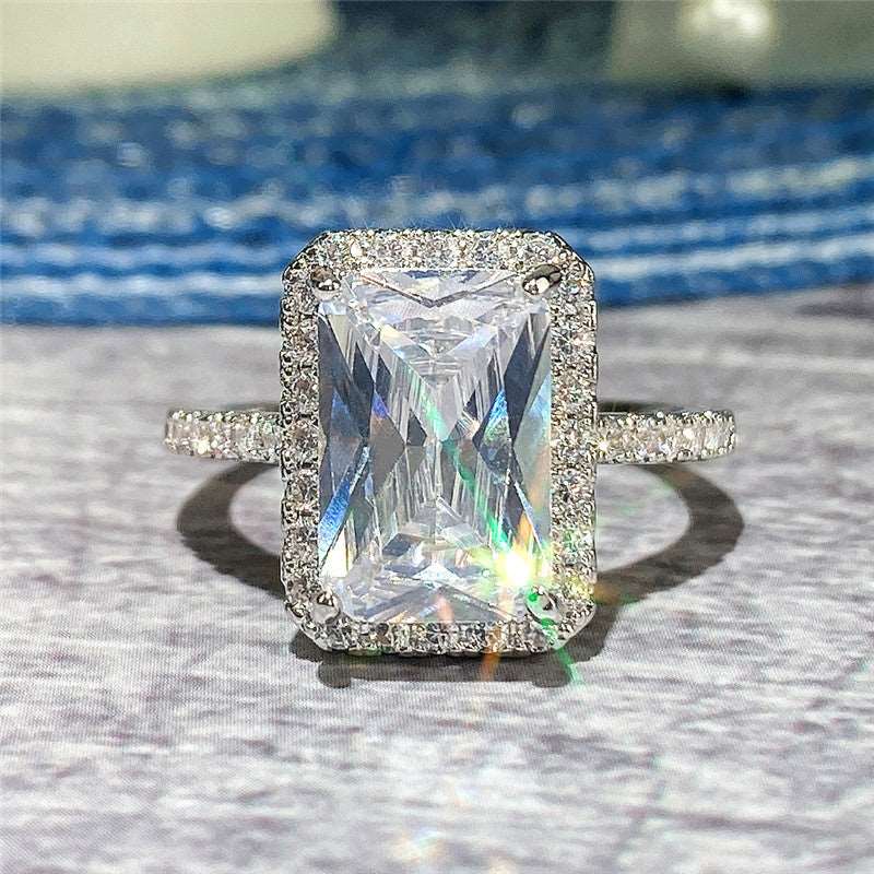 10Ct White Sapphire Baguette Cut Ring