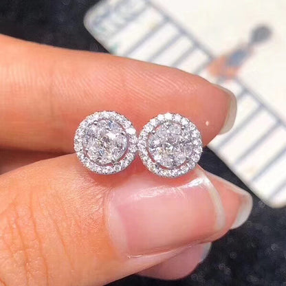 6Ct White Sapphire Round Cut Stud Earrings