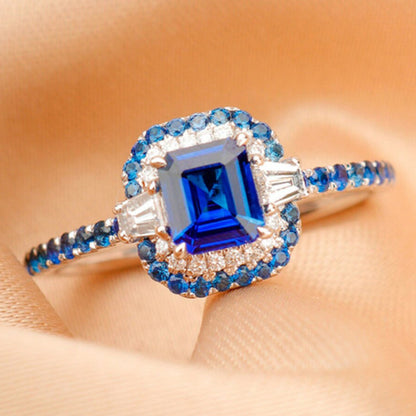 8Ct Blue Sapphire Baguette Cut Ring