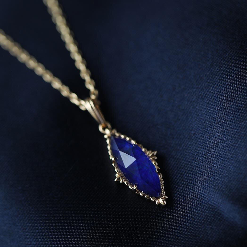 8Ct Blue Sapphire Marquise Cut Necklace