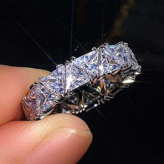 6Ct White Sapphire Triangular Engaement Ring