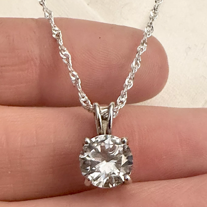 7Ct White Sapphire Round Cut Necklace