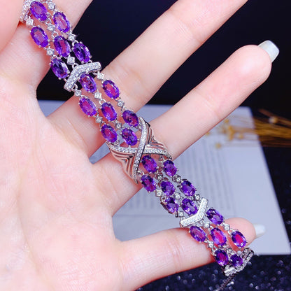 16Ct Purple Sapphire Oval Cut Bracelet