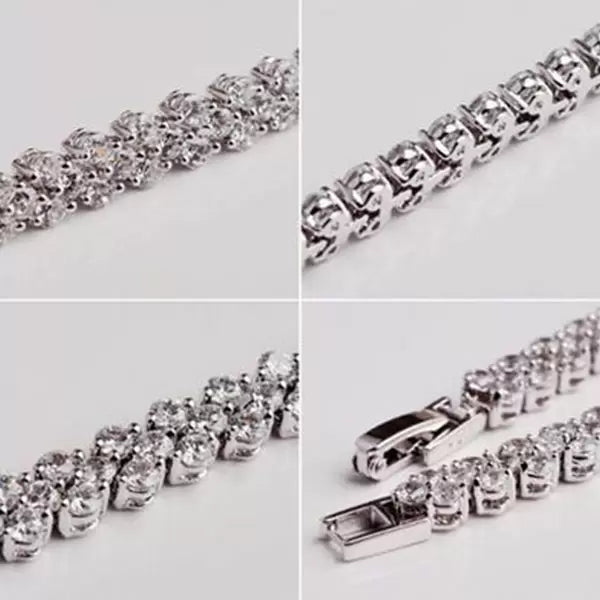 14Ct White Sapphire Round Cut Bracelet