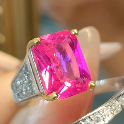 10Ct Pink Sapphire Baguette Cut Ring