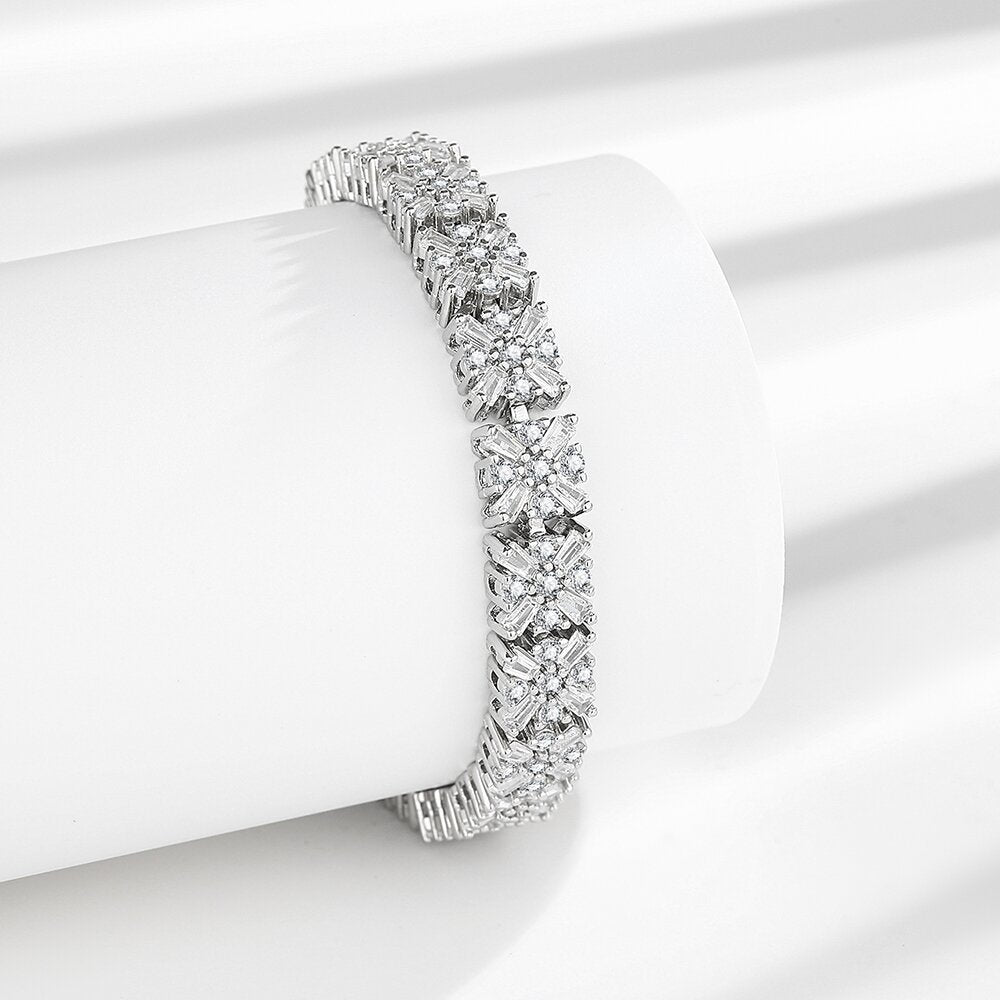 14Ct White Sapphire Baguette Cut Bracelet