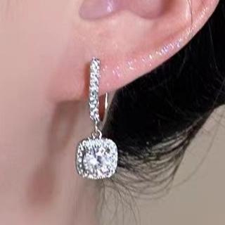 12Ct White Sapphire Round Cut Drop Earrings