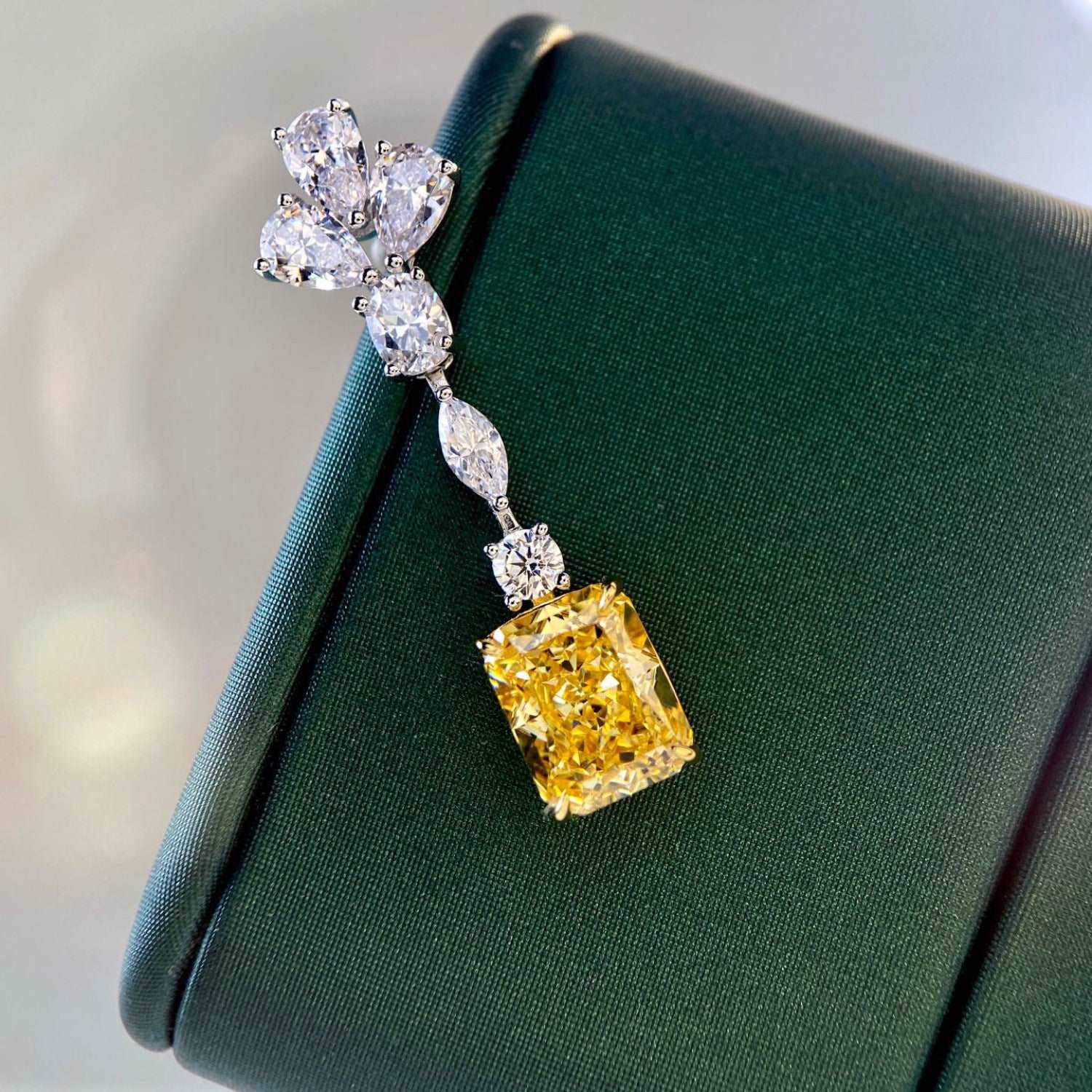 10Ct Yellow Sapphire Baguette Cut Drop Earrings