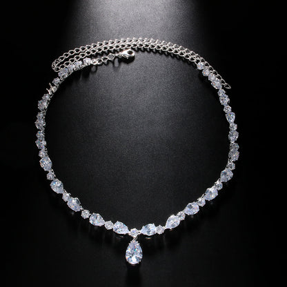 30Ct White Sapphire Pear Cut Necklace