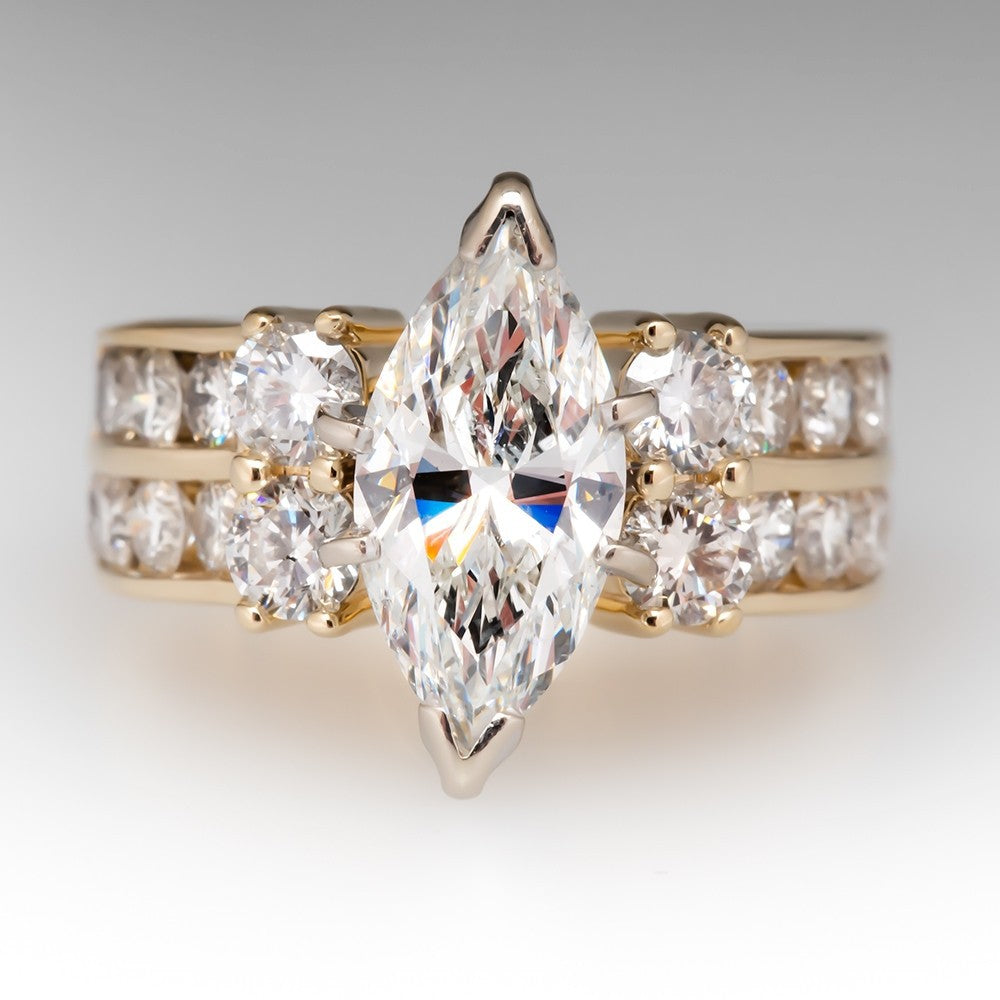 8Ct White Sapphire Marquise Cut Engaement Ring