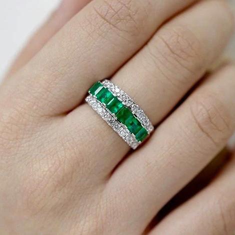 6Ct Green Sapphire Baguette Cut Engaement Ring