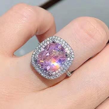 12Ct Pink Sapphire Cushion Cut Ring