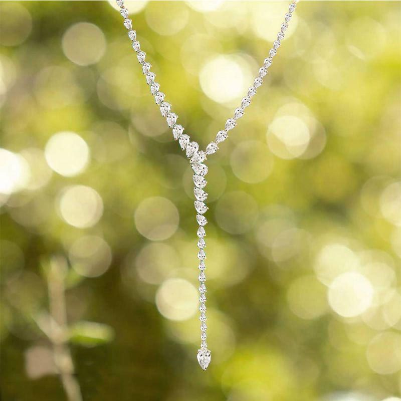 20Ct White Sapphire Pear Cut Necklace