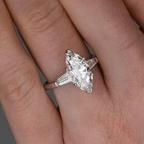 3Ct White Sapphire Marquise Cut Wedding Ring