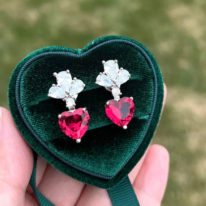 Red Sapphire Heart Cut Jewelry Set