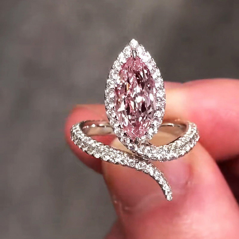 6Ct Pink Sapphire Marquise Cut Engaement Ring