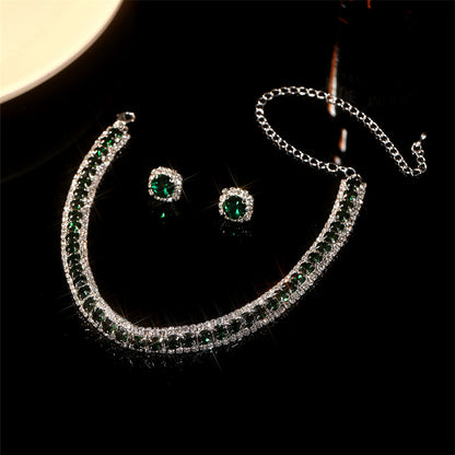 Green Sapphire Round Cut Jewelry Set